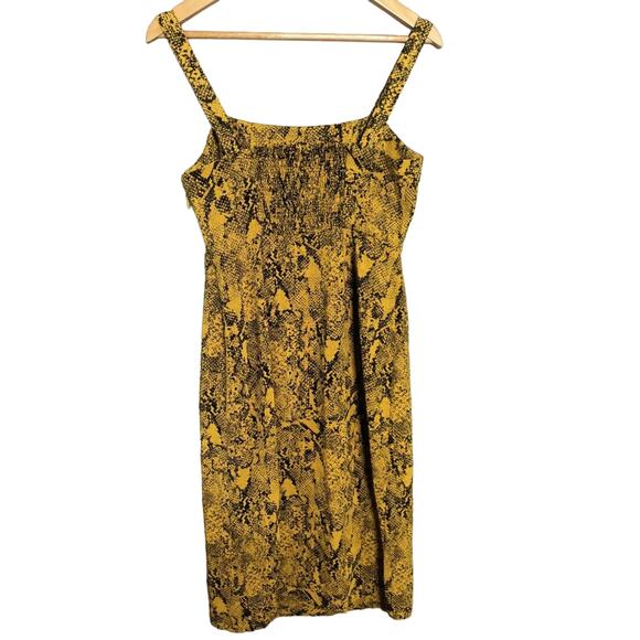 NWT Sanctuary Georgina SNAKESKIN Print Edgy Sexy Dress Medium Dark Yellow Black - Picture 2 of 10